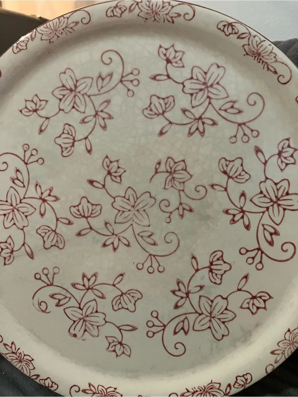 Temp-Tations Lid-it Floral Lace Cranberry Red/Cream Cover, Trivet, & Serve Tray
